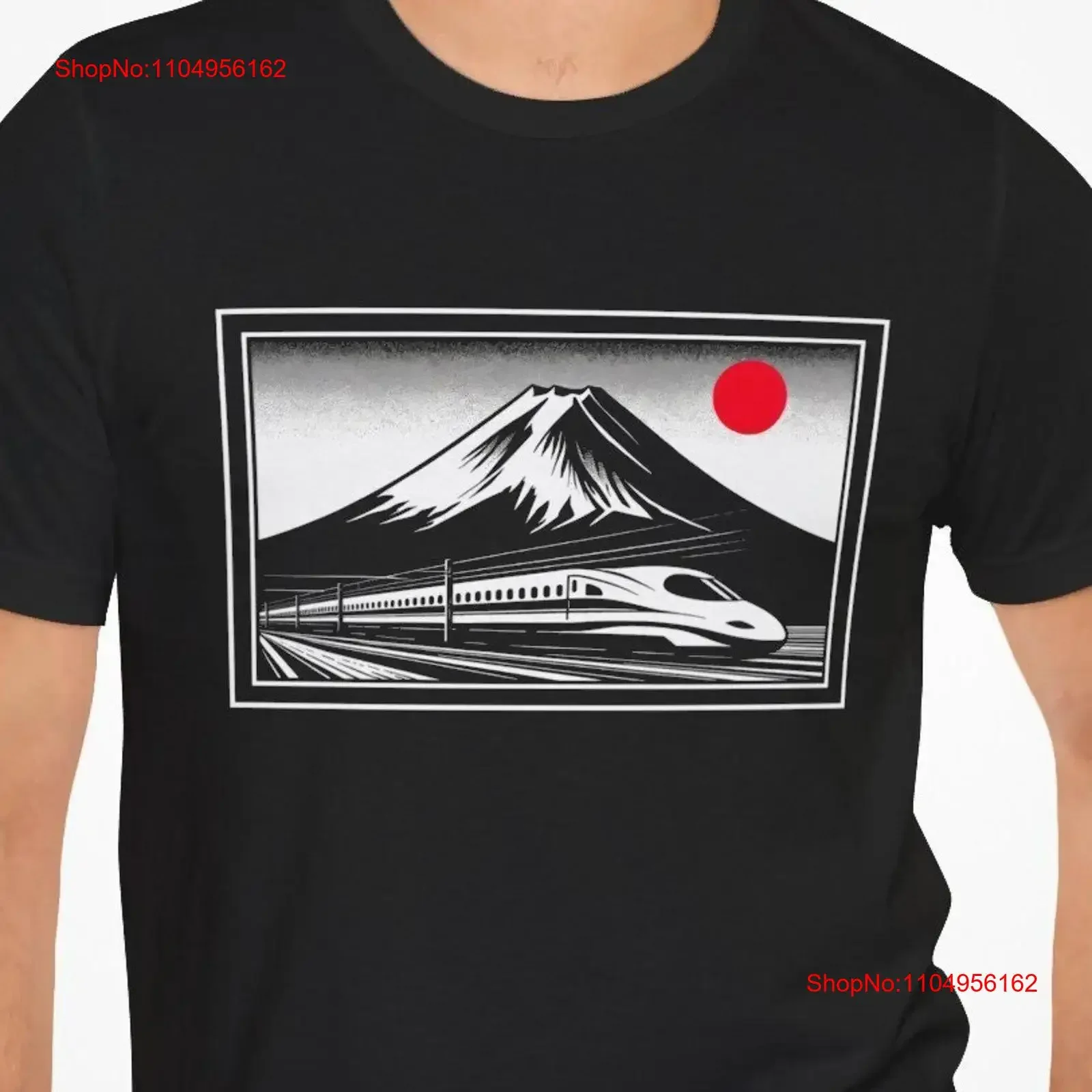 Mount Fuji Bullet Train T Shirt Japanese Aesthetic Streetwear Monochrome Art Harajuku Fashion Travel Enthusiast vintage Washed
