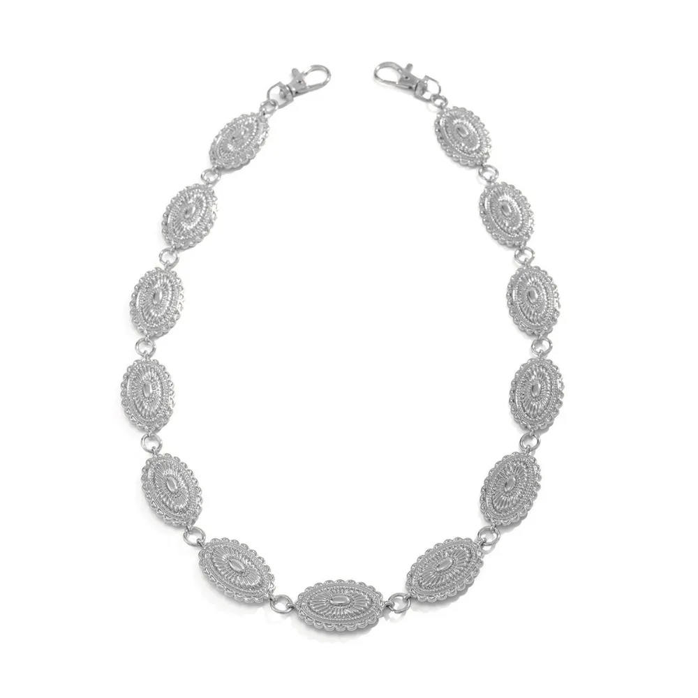 Cool Jeans Catena Disco rotondo Catena in vita Perline in lega di zinco Catena per cintura punk Hip Hop Harajuku Pantaloni Catena Steet