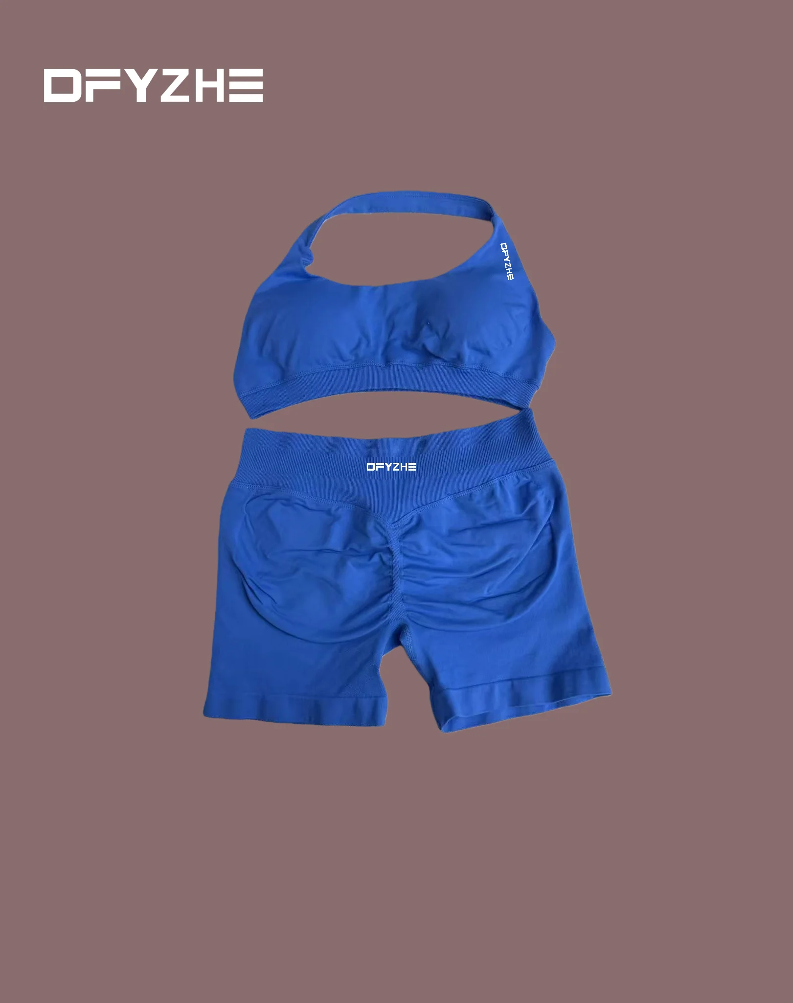 DFYZHE tweedelige set zonder oefeningen voor dames, fitnessbeha, naadloze yogashorts, oefen- en fitnesskledingset, gymleggingset