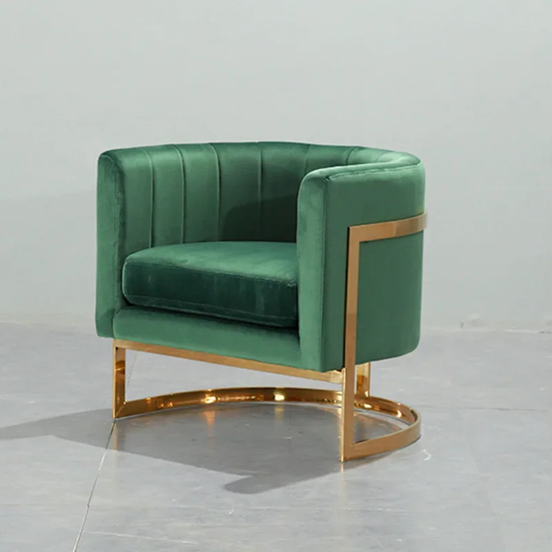 U-BEST Bedroom Furniture Green Velvet Armchair Modern Gold Finish Accent Chair,Metal Frame Chair