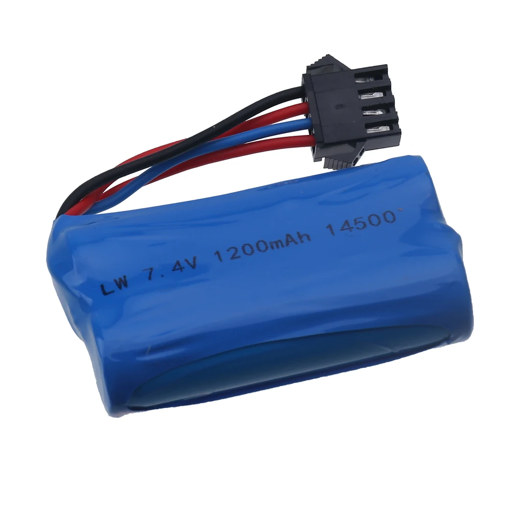 7.4V 1200mAh 14500 Li-ion battery SM-4P Plug for Electric Toys water bullet gun 2s Battery For RC toys Cars Tanks Robots