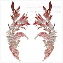 1 Piece Exquisite Embroidery Phoenix Sew on Patches for Clothing Patch DIY Repair Creative Decoration Big Size Glue-free