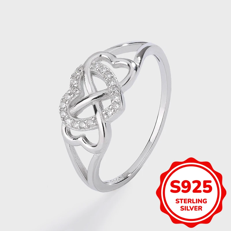 

Fashion genuine S925 sterling silver hollow wrap love heart shaped number 8 ring Ladies Valentine's Day gift jewelry