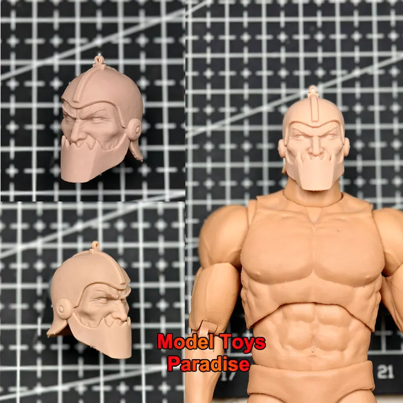 Unpainted 1/12 Man Soldier Trap Jaw Head Sculpt Rampage Villain Criminal White Model Head Fit 6inch ML SHF Action Figure Body