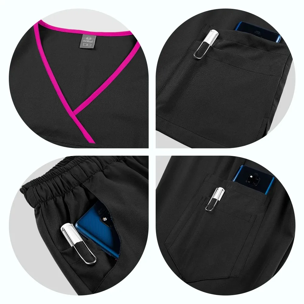 Gran oferta de alta calidad, uniforme de Hospital, venta al por mayor, Tops y pantalones médicos para mujeres, uniformes de enfermería, conjuntos de accesorios médicos