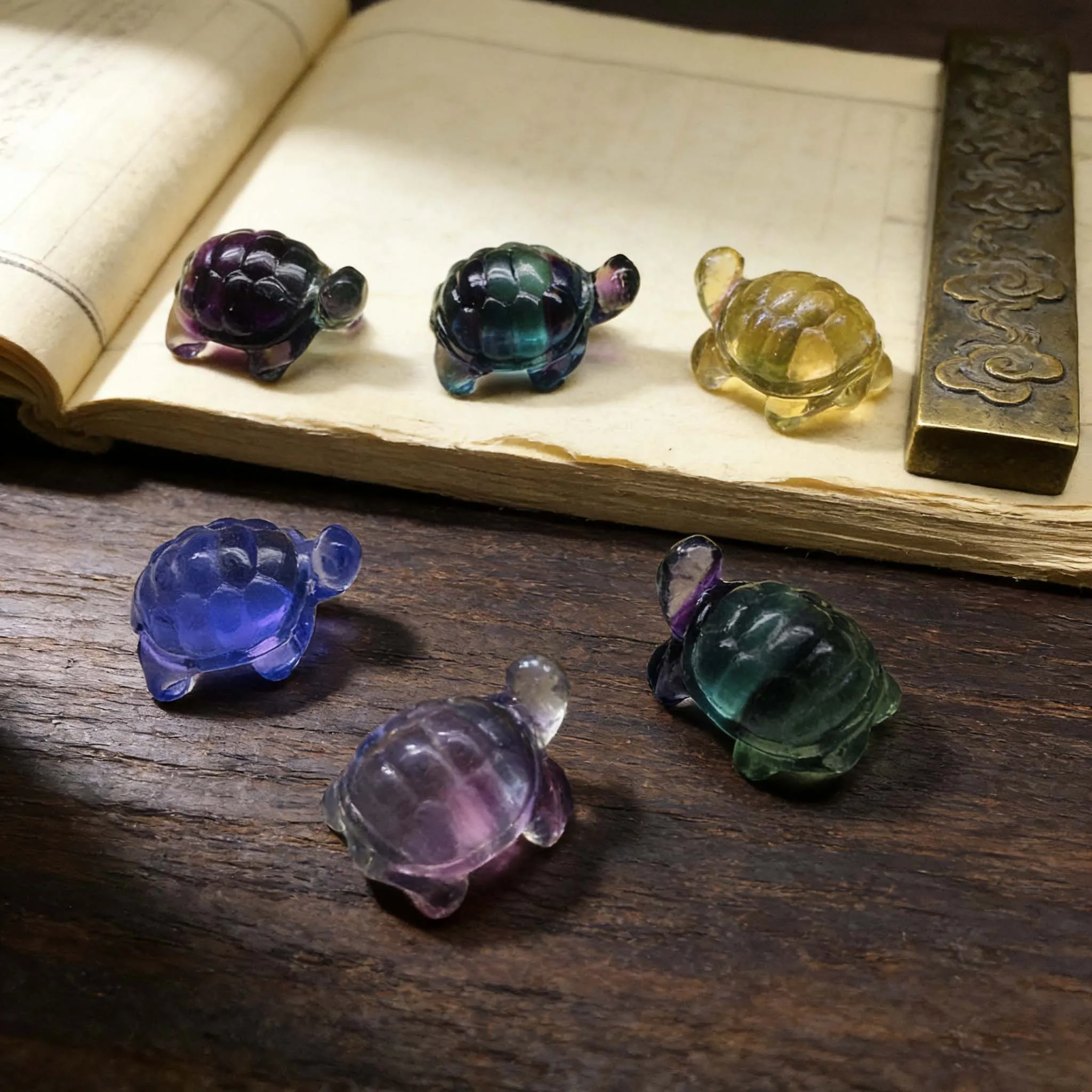 Natural Colored Fluorite Turtle - Creative Carved Crystal for Home Decor Ideal Craft Kids Gift