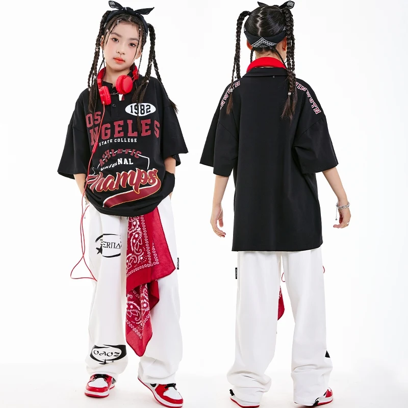 

Hiphop Suit Jazz Dance Boys Girls Streetwear Sports Top Cargo Pants Children Practice Suit Street Dance Stage Costumes DN20455