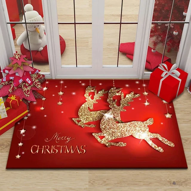 

Merry Christmas Deer Entrance Doormat Home Decor Carpet for Living Room Cafe Corridor Balcony Rugs Non-slip Bathroom Floor Mat