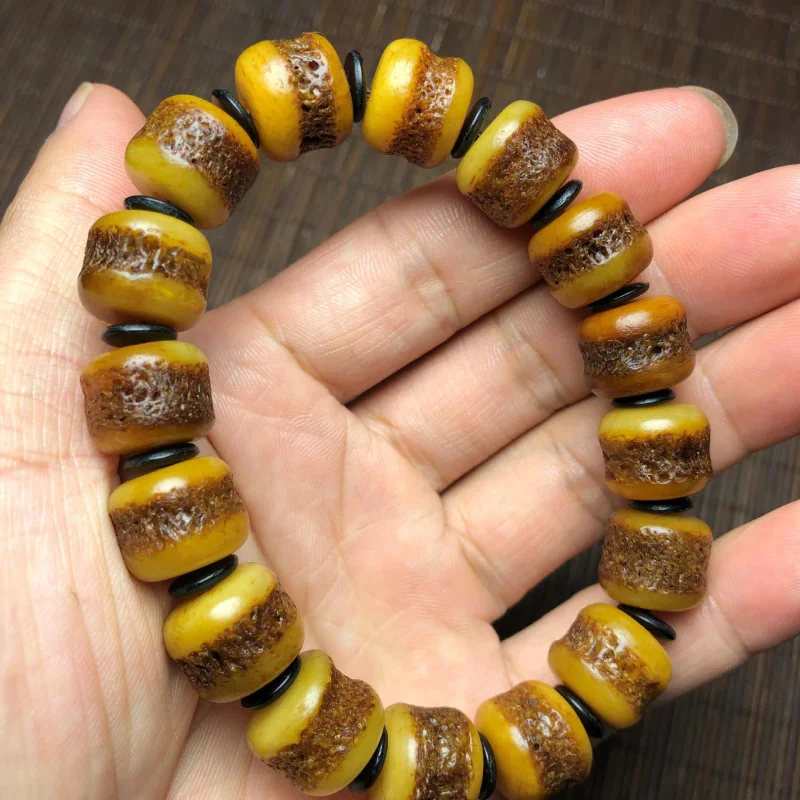 NaturalYak Bone Old Materials Skull Gabala Single Circle Rosary Bracelet Buddha Beads