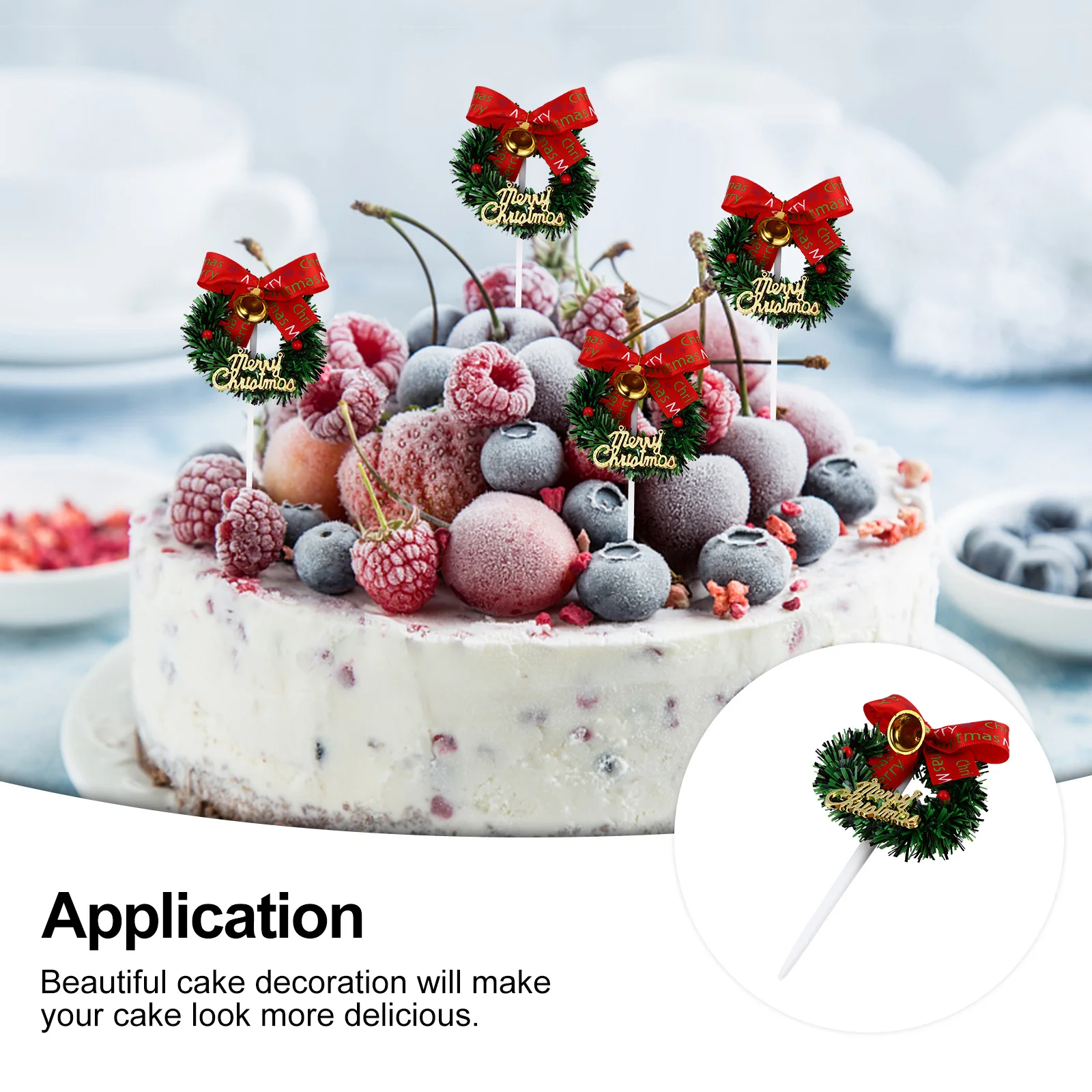 10pcs Cake Decoration Wreath Shaped Christmas Topper For Cupcake Muffin Dessert Party Supplies Garland Cake Topper
