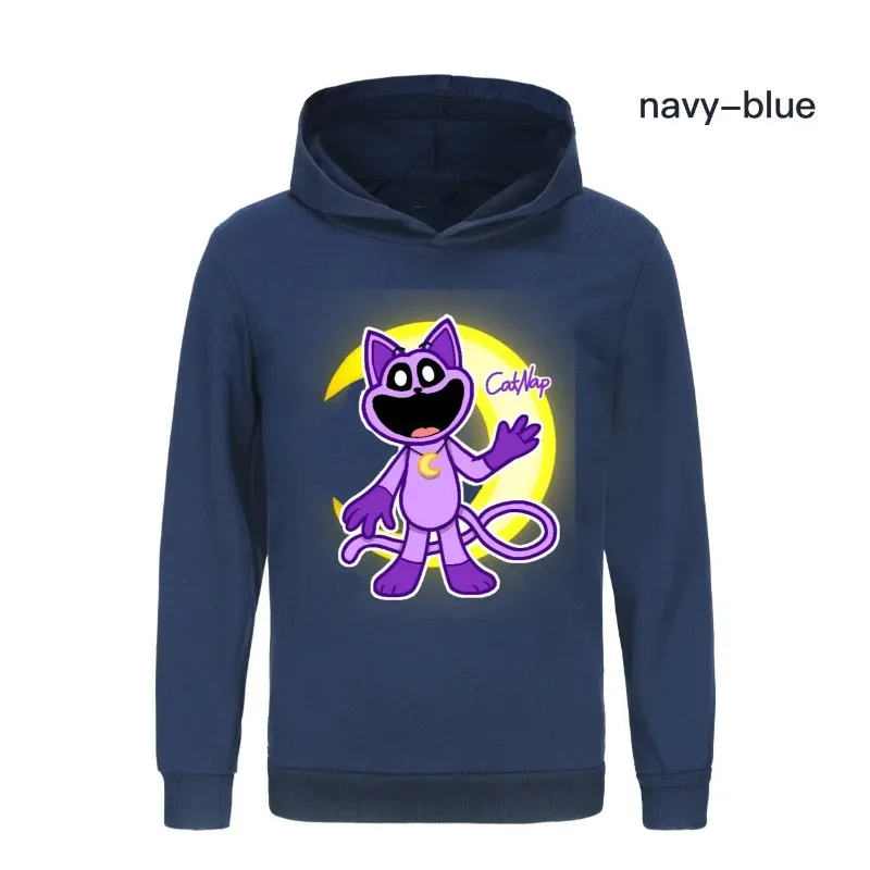 يبتسم المخلوقات Catnap هوديي البلوز طفل أطفال صبي فتاة الربيع مقنعين البلوز الكرتون ملابس منقوشة بكم طويل قميص الملابس