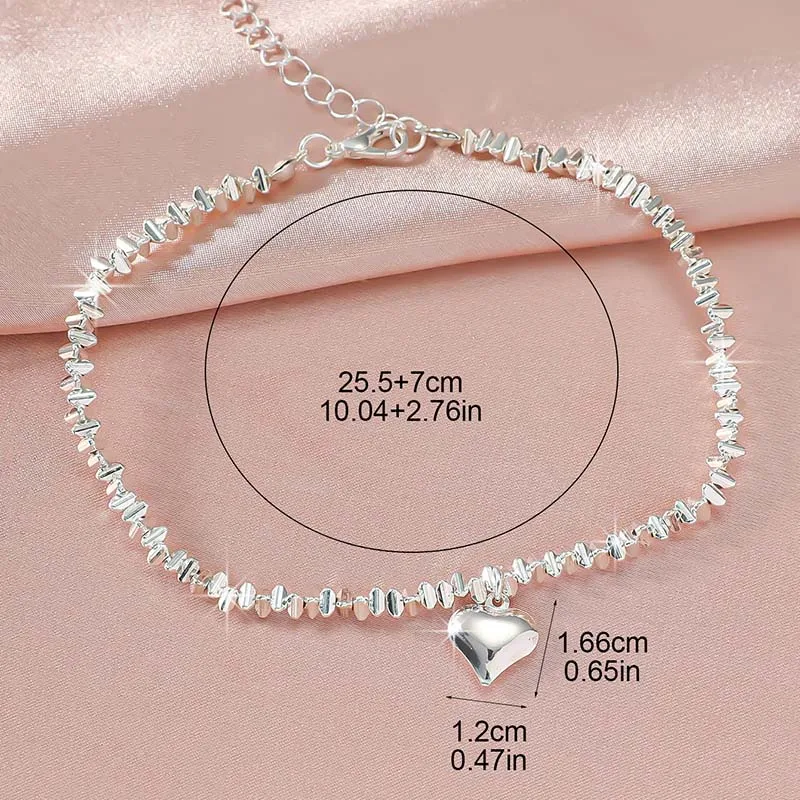 Einfaches Temperament funkelnde Fuß kette für Frauen Böhmen Kreuz Herz Anhänger verstellbare Kette Fußkettchen Nische Design Schmuck Geschenke – Detail 12