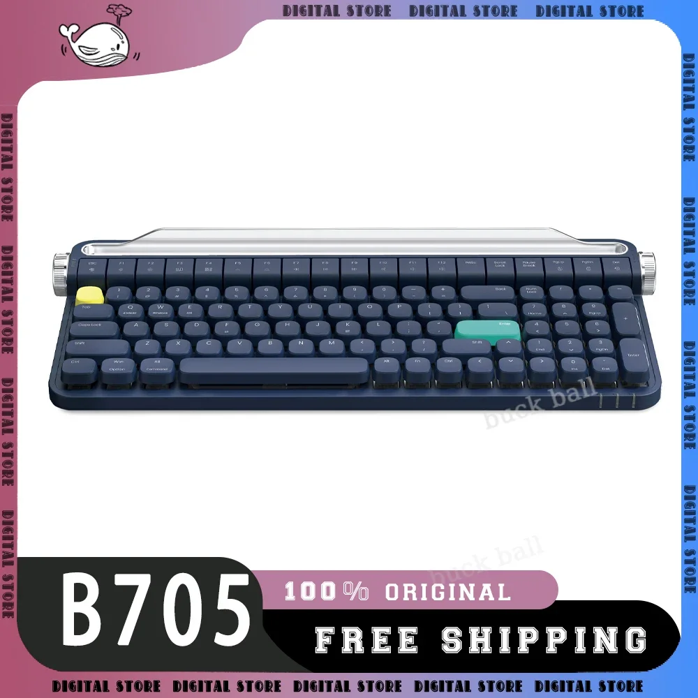 

Actto B705 Bluetooth Wireless Mechanical Keyboard Typewriter PBT RGB Backlight Keyboard With Holder Hot-Swap Laotop For Win Gift