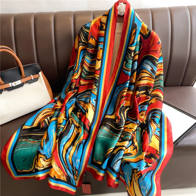 Fashion Luxury Silk Scarf Women Spring Autumn Leopard Print Scarves Wrap Bandanna Foulard Muffler Female Travel Sunscreen Shawl