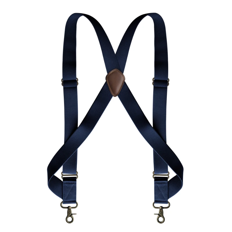 

Side Clips Suspenders for Men Heavy Duty 3.5cm Wide X-Back with Bronze Hooks Adjustable Elastic Trouser Braces Trucker Suspender