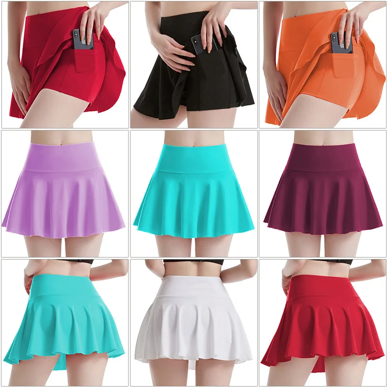 

High Waist Tennis Skort with Built in Shorts Anti Slip Workout Skirt for Women Yoga Gym