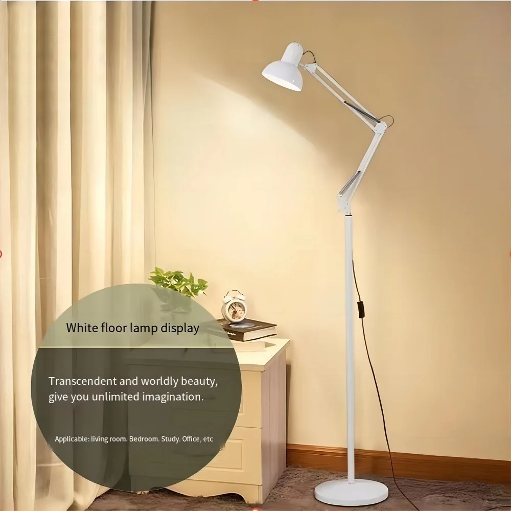 American Long Arm Folding Floor LED Lamp Simple Industrial Wind Fishing Light Living Room Bedroom Study Floor Lamp