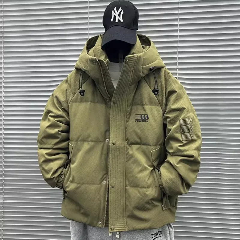 Herren-Wintermode, vielseitige, dicke, warme Brotjacke, lockere und einfache trendige Marken-Outdoor-Arbeitskleidung, Daunenjacke mit Kapuze