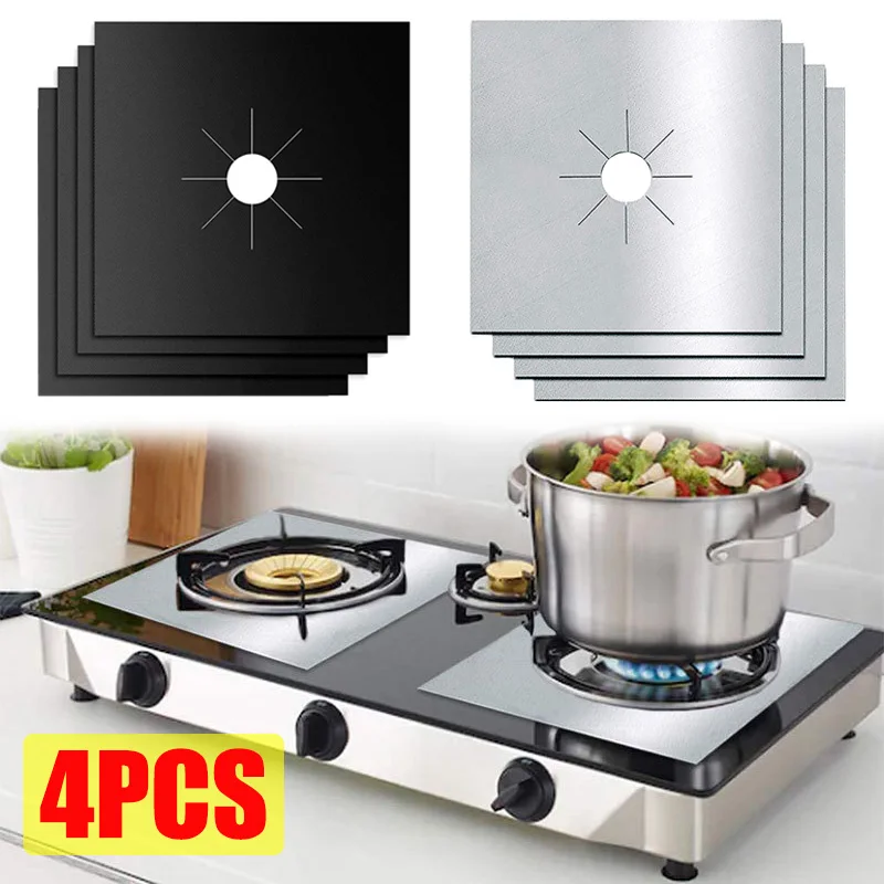 1/4PCS Gas Stove Protector Cooker Lid Liner Cleaning Pad For Kitchen Cookware Accessories Pieces Reusable Boiler Hood Protector