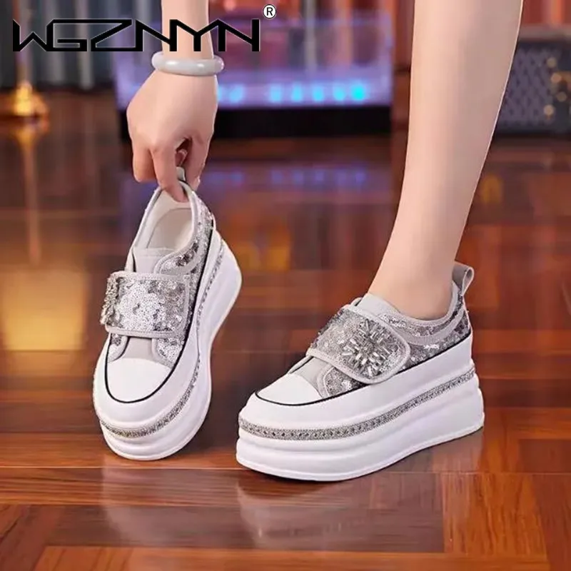 Fashion NEW Sequins Women Sneakers New Mesh Crystal Fashion Party Platform Women Shoes Thick Bottom Gladiator Sport Luxury Shoes