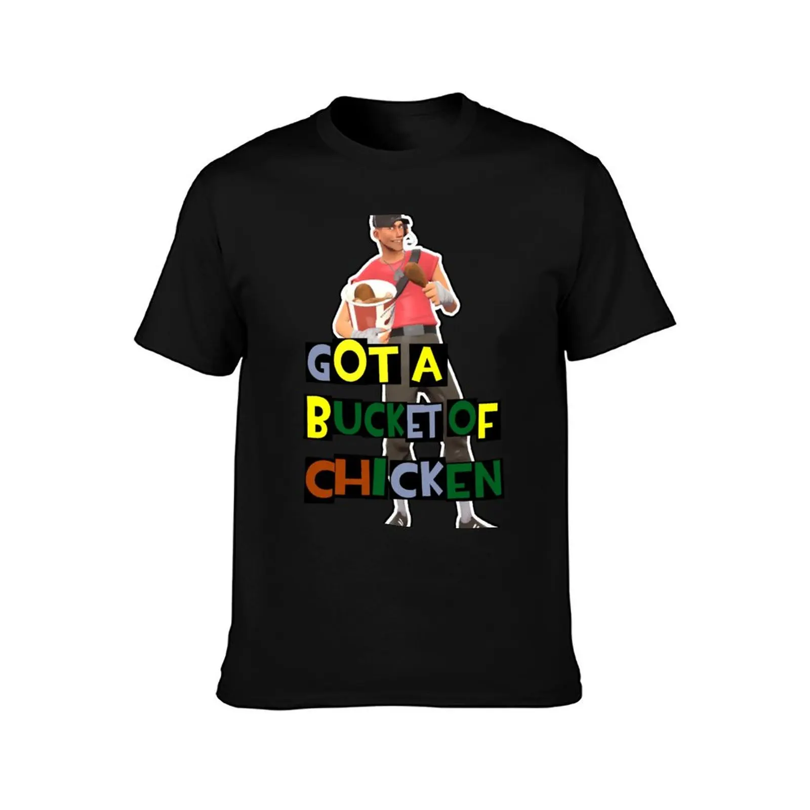Got a Bucket of Chicken TF2 Scout Meme Art T-Shirt Classic Crew Neck Cotton T-Shirt
