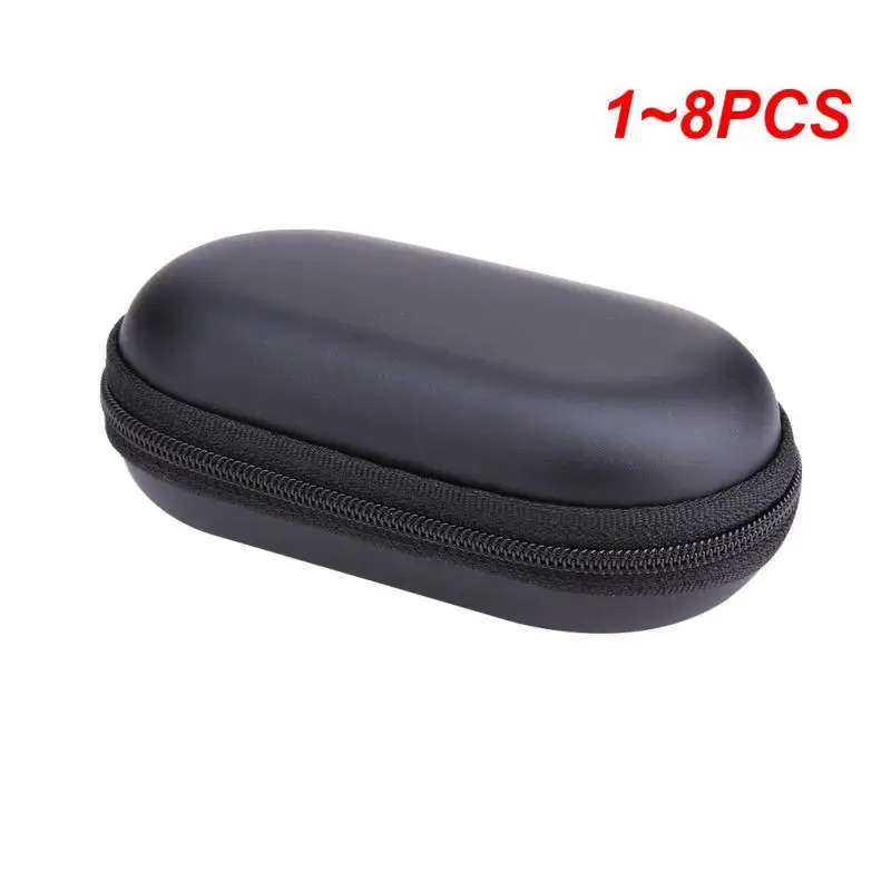 1~8PCS Oval Style EVA Headphone Carry Bag Hard For Power PB In-Ear Earphone Charing Cable Pouches Storage Cases Mini Black