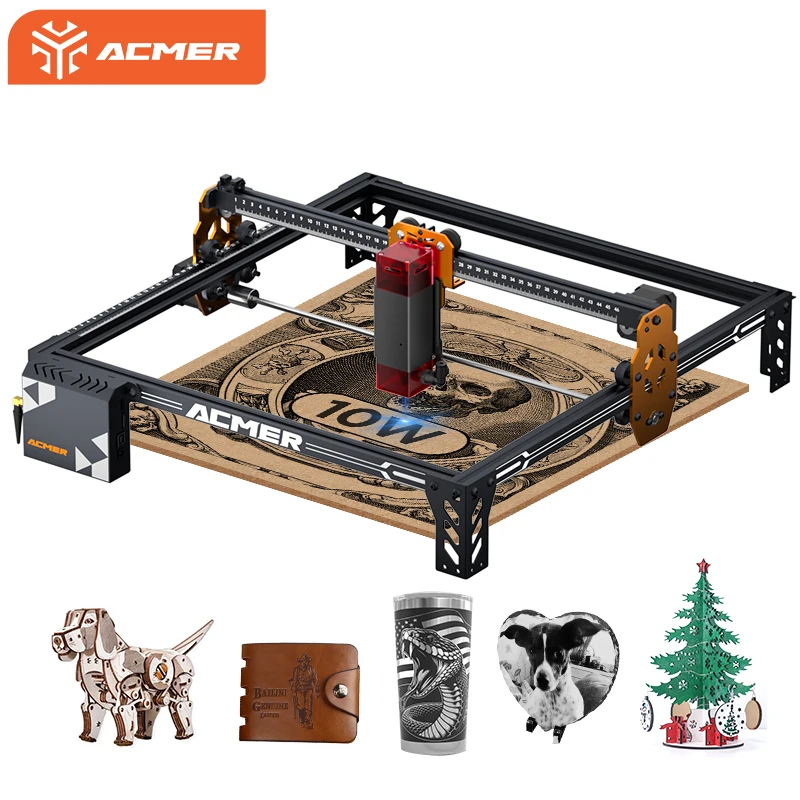 ACMER P1 S Pro 10W Lasergravurmaschine, ausgestattet mit Wabenplatte, 20W Lasergravurmaschine, CNC-Schneidemaschine, kann zum Gravieren von Acryl, Holz, Glas verwendet werden