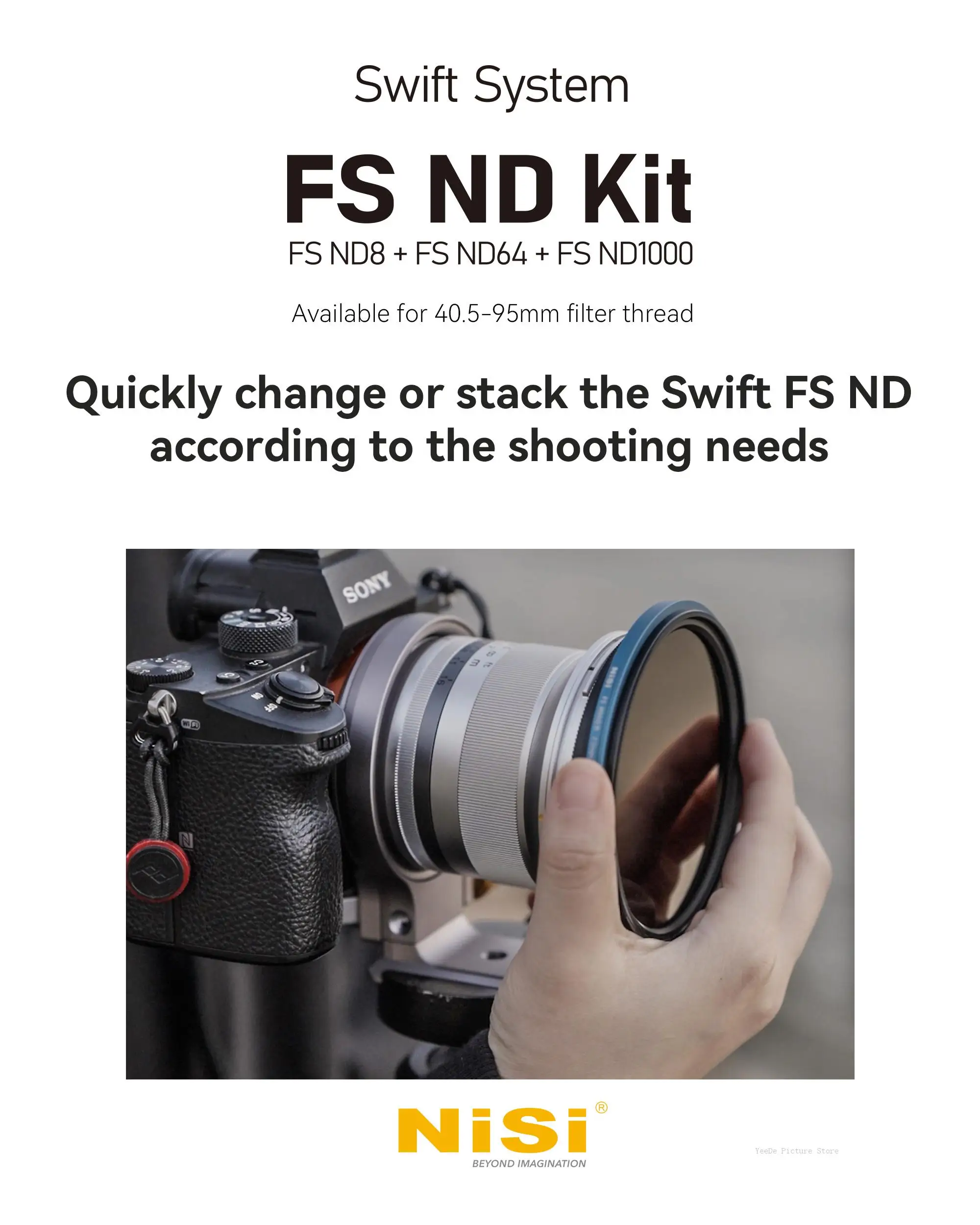 NiSi Swift System FS ND Kit FS ND8 ND64 ND1000 Camera Filter Compatible with Swift System Available for 40.5-95mm Filter Thread