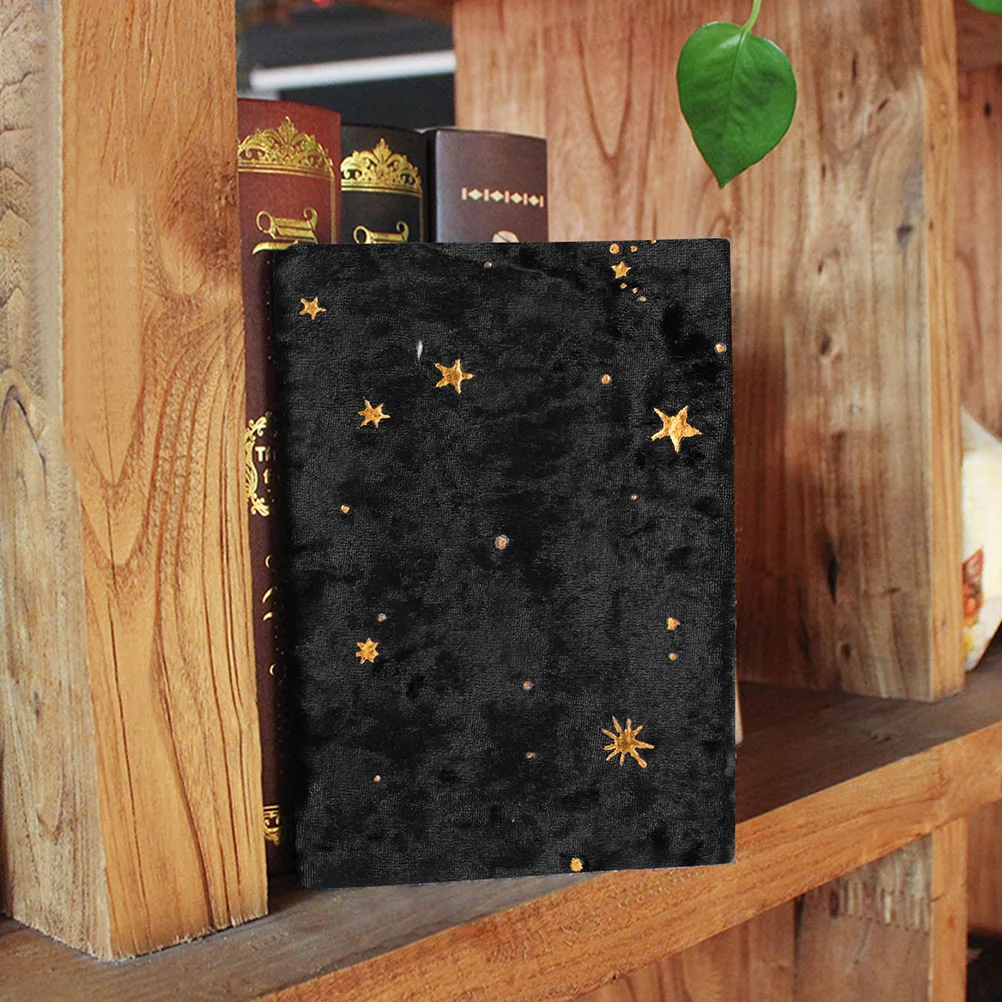 A5 Velvet Gold Foil Star Moon Cover Notebook Protector Elegant Stylish Dust Proof Gift Idea Students Book Sleeve