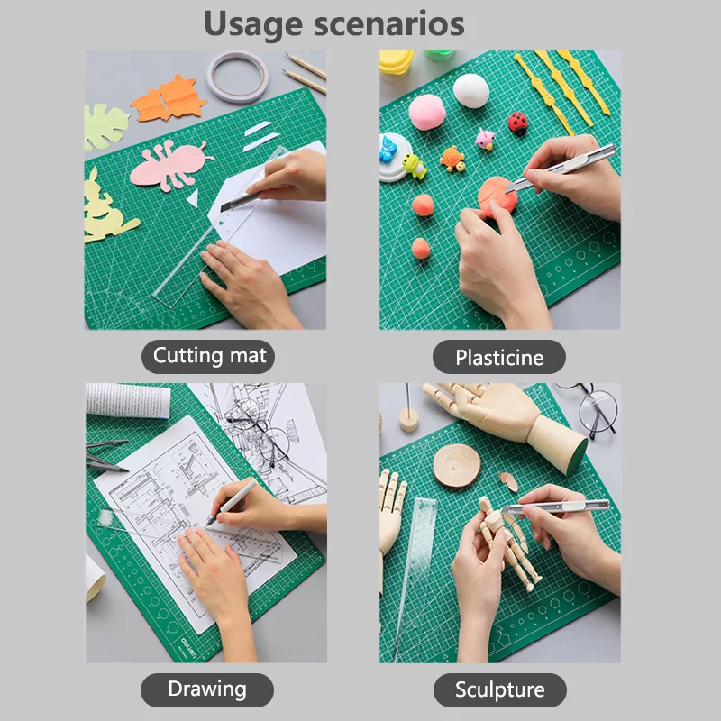 Deli PVC A2 A3 A4 Cutting Board Multiple Size 3mm Thickness Double-sided Self-healing DIY Soft Cutting Mat