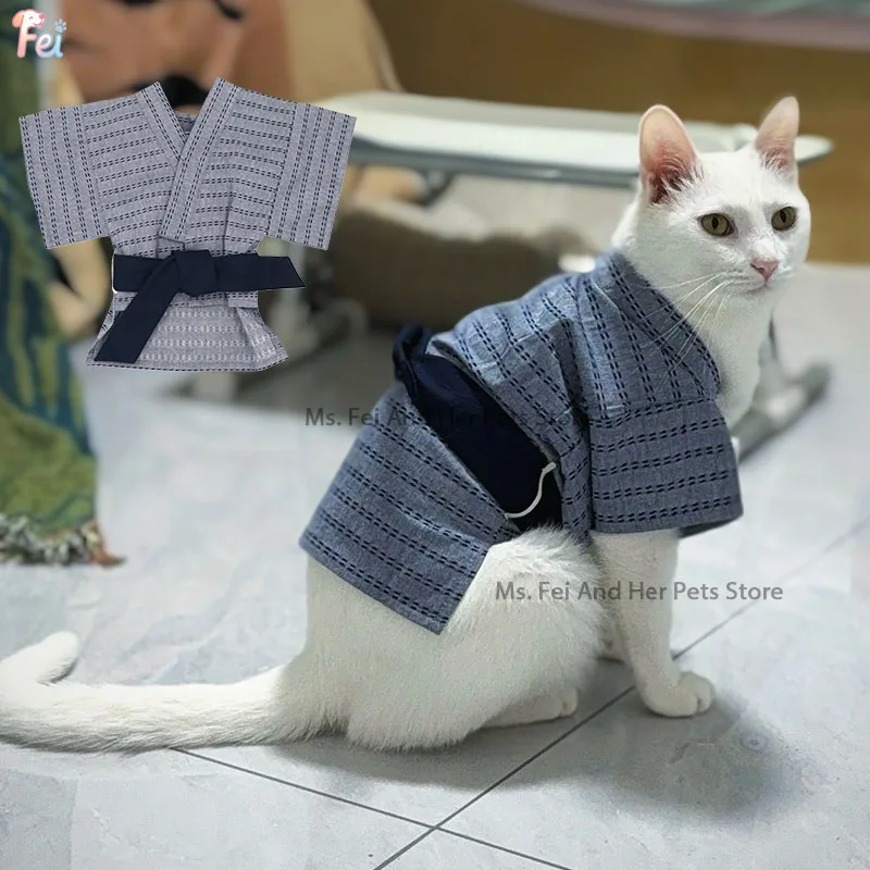 

Japanese Style Thin Pet Clothes Yukata Summer Festival Kimono Cute Dog Cat Costume Designer Petwear for Small Animals