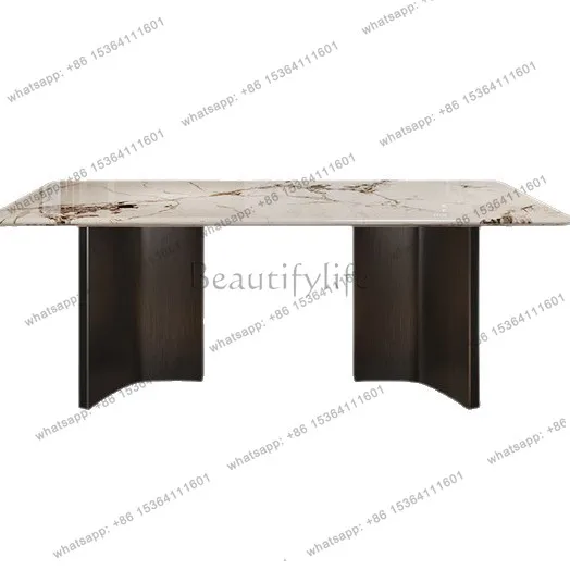 

Light luxury high-end marble dining table Modern simple small apartment rectangular household dining table