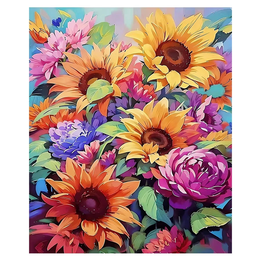 Bunte Sonnenblumen und Schmetterlinge, florales 5D-Diamant-Malset zum Selbermachen für Heimdekoration, Kunsthandwerk, handgefertigtes Geschenk, Mosaik, komplettes Bohrset