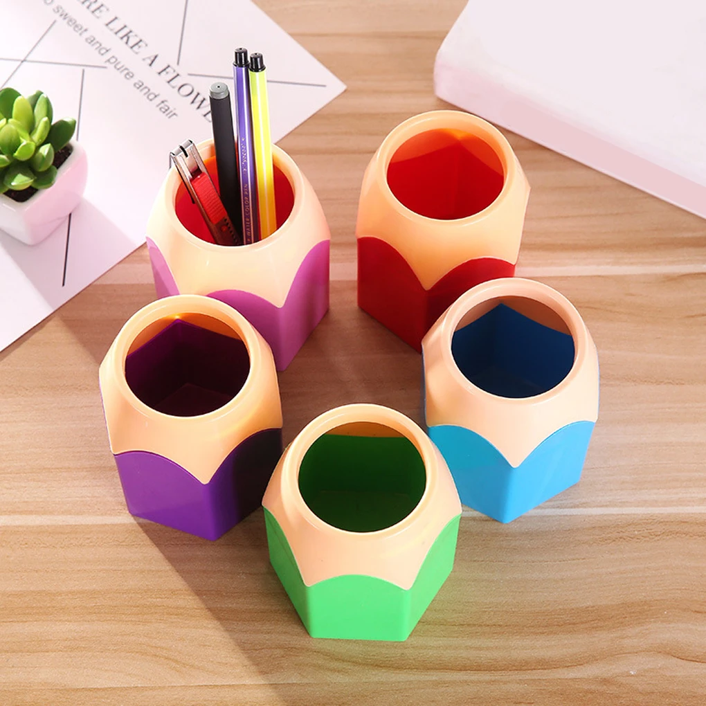 Bottom Hexagonal Organizer For Pens - Colorful Anti-Dumping Hypoallergenic Kids Organize Ruler Large Capacity Safe Blue Blue