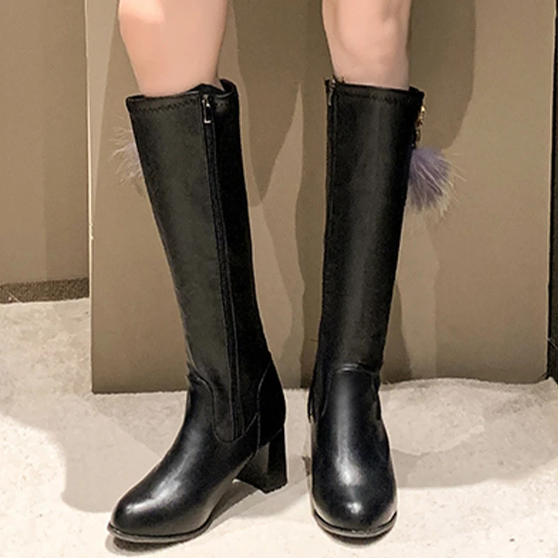 Botas hasta la rodilla para Mujer, zapatos de tacón alto con punta estrecha, elegantes, a la moda, para fiesta, invierno, 2024