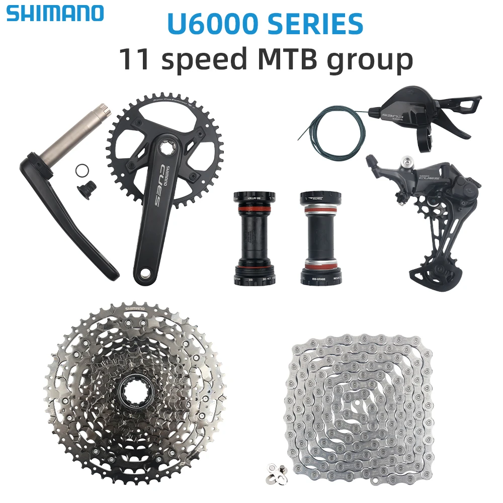 

SHIMANO CUES U6000 11S Mountain Bike 1X11V Groupset CN-LG500-11S CS-LG400 11S-50T U6000 SL+RD FC170/175MM 32T 11V MTB K7 KIT