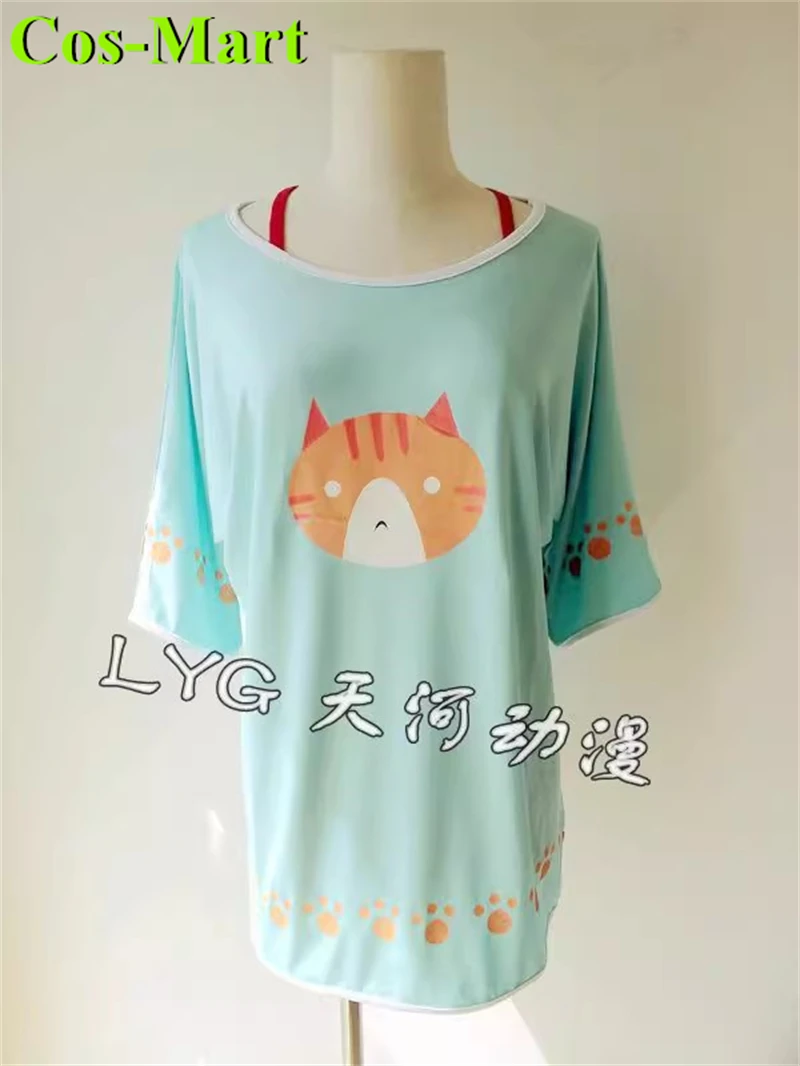 Cos-mart Anime Lovelive Hoshizora Rin Cosplay Costume Kitty Printed T-shirt Girl Female Party Role Play Clothing Cotton Summer