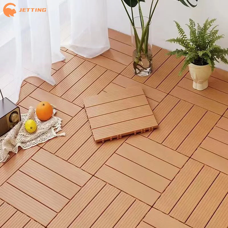 (Nouveau) 1 pièce de revêtement de sol en bois-plastique, kit de revêtement de sol pour balcon extérieur imperméable, durable et facile à nettoyer