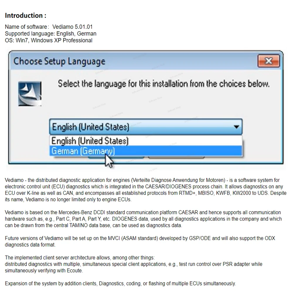Newest Vediamo 5.01.01 with keygen Verteilte Diagnose Anwendung software system for electronic control MB STAR C4 SD C5