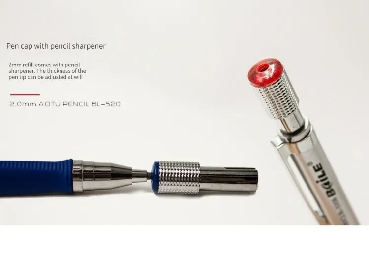 2–9-teiliges Druckbleistift-Set, 2,0 mm, mit schwarzer/farbiger Minenmine zum Schreiben, Skizzieren, Zeichnen, Malen, Schule, automatischer Bleistift – Detail 5