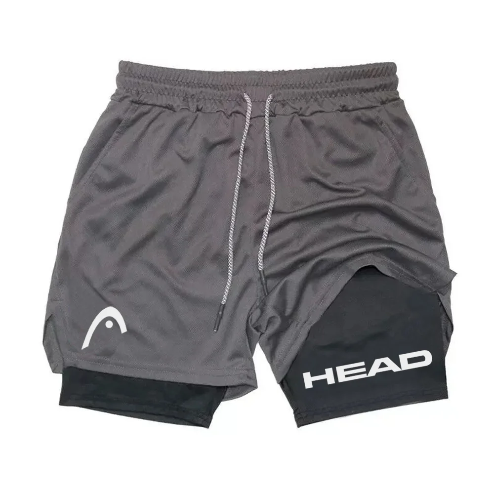 2026 Anime Berserk Head Running Shorts Men Fitness Gym Training 2 in 1 Sports Quick Dry Workout Jogging Double Deck Summer