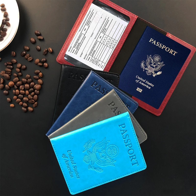 

Vintage Passport Cover ID Holde For Women Men Embossing Business PU Leather Portable Bank Card Passport Travel Accessories