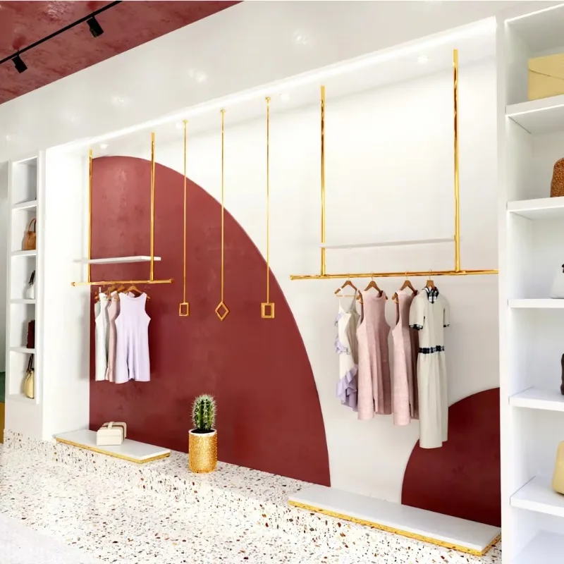 Wall-mounted clothing display rack Boutique display hanger Heavy metal decorative hanger
