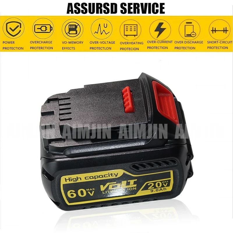 แบตเตอรี่ Li-ion 60V 9000mAh สำหรับแบตเตอรี่ DeWalt MAX 60V ใช้ได้กับ DCB609 DCB547-XJ DCB200แบตเตอรี่เครื่องมือ DCB204 DCB182