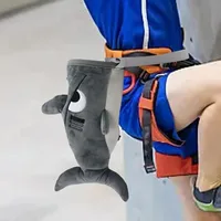 Bolsa de tiza de tiburón de franela de Color gris, diseño de Animal relleno, bolsa de rebote con forma de tiburón, Material de franela, bolsa de escalada en roca