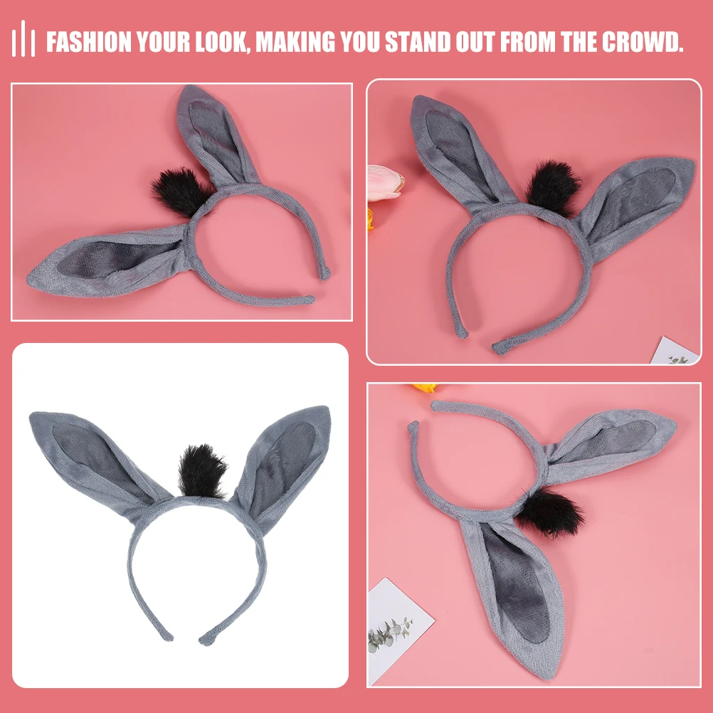 

Donkey Headband Animal Ears Adult Cute Hair Prop Headdress Adults Women Headbands Adjustable