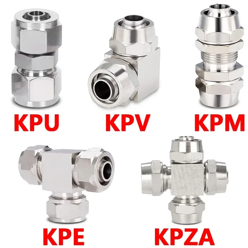 

10pcs Copper Plated Nickel Pneumatic Air Quick Connector For Hose Tube OD 4 6 8 10 12 14 16MM Fast Joint Connection KPE PM PU PV