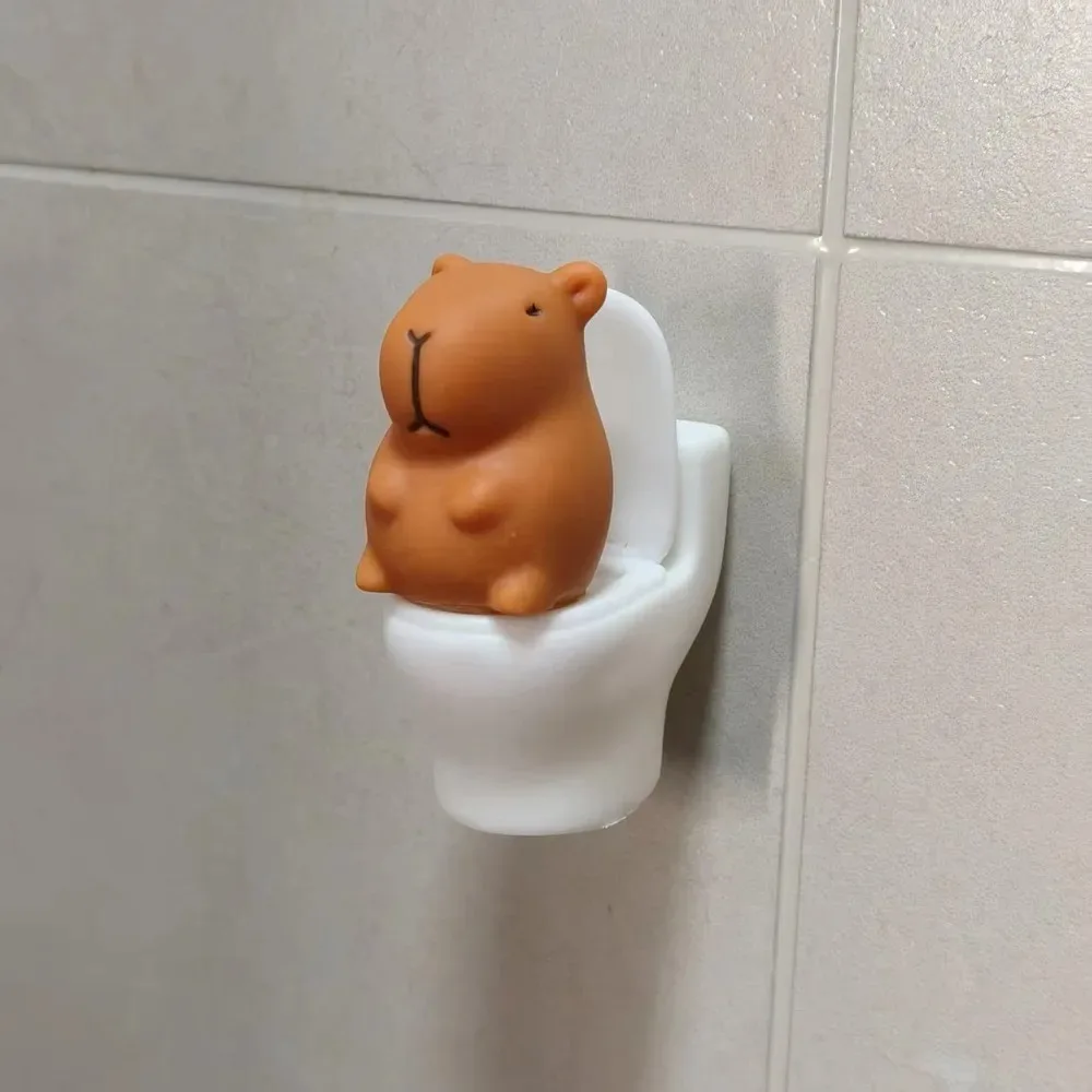 Funny Capybara Frog Pig on Toilet Resin Figurine for Bathroom Decor