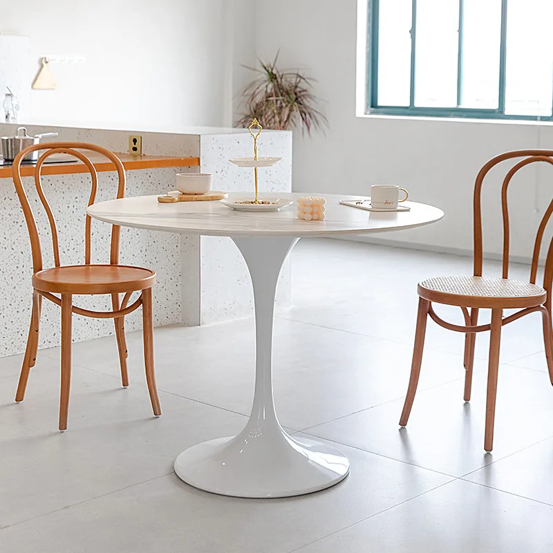 Slate dining table round modern simple small apartment restaurant white light home