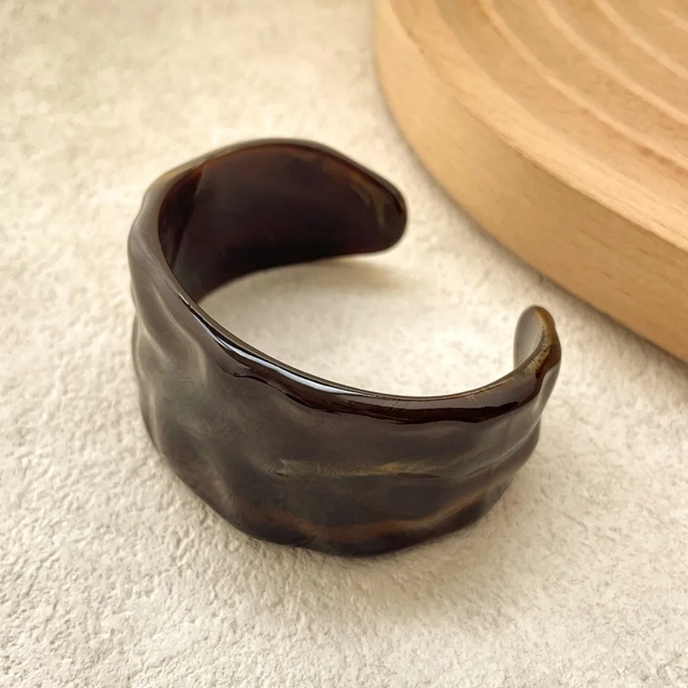 Gifts Vintage Resin Bracelets Acrylic Wide Opening Opening Bangles Concave Surface Gradient Color Geometric Bracelets Daily Wear